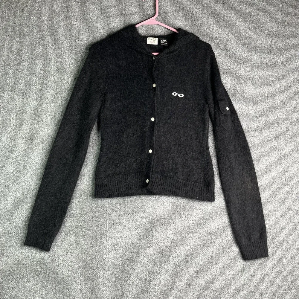 Vintage Enyce Sweater‎ Angora Button Front Large Black Y2k Rare
